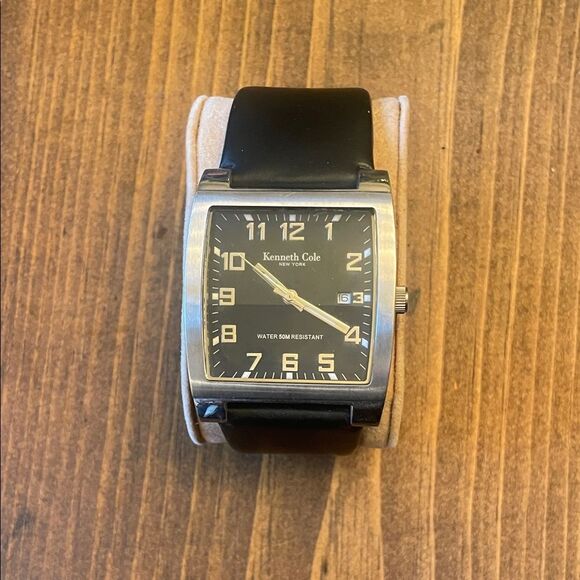 Kenneth Cole Rectangular Black and Silver Watch